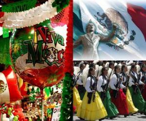yapboz Meksika Bağımsızlık Günü. Anısına Eylül 16, 1810, İspanyol egemenliğine karşı mücadelenin başında